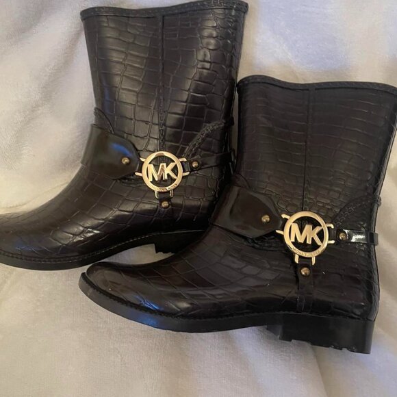 NWOT Michael Kors MK Logo Fulton Iconic Harness Equestrian Rain Boots size 6 - Picture 6 of 8